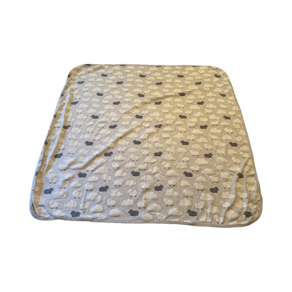 Carters Grey Sheep Cloud Print Baby Receiving Blanket Cotton Blend Jersey OS